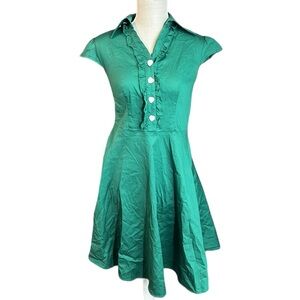 Wedtrend Short Sleeve Dress Rockabilly Swing Dress Green Womens Size S Midi